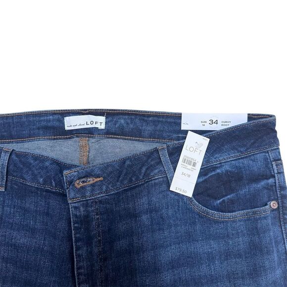 NWT Loft Women's Curvy Bootcut Jeans Size 34 Dark Wash - Picture 3 of 4